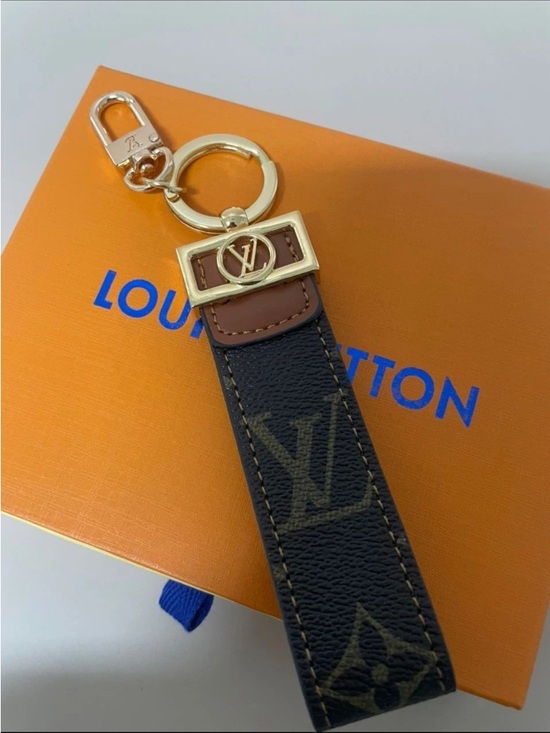 Louis Vuitton Brown Monogram Leather Key Fob with Gold Hardware main image 0